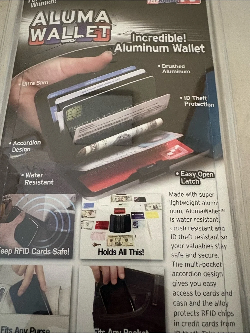 Aluma Wallet Slim Card Case — Black with Blue Accent